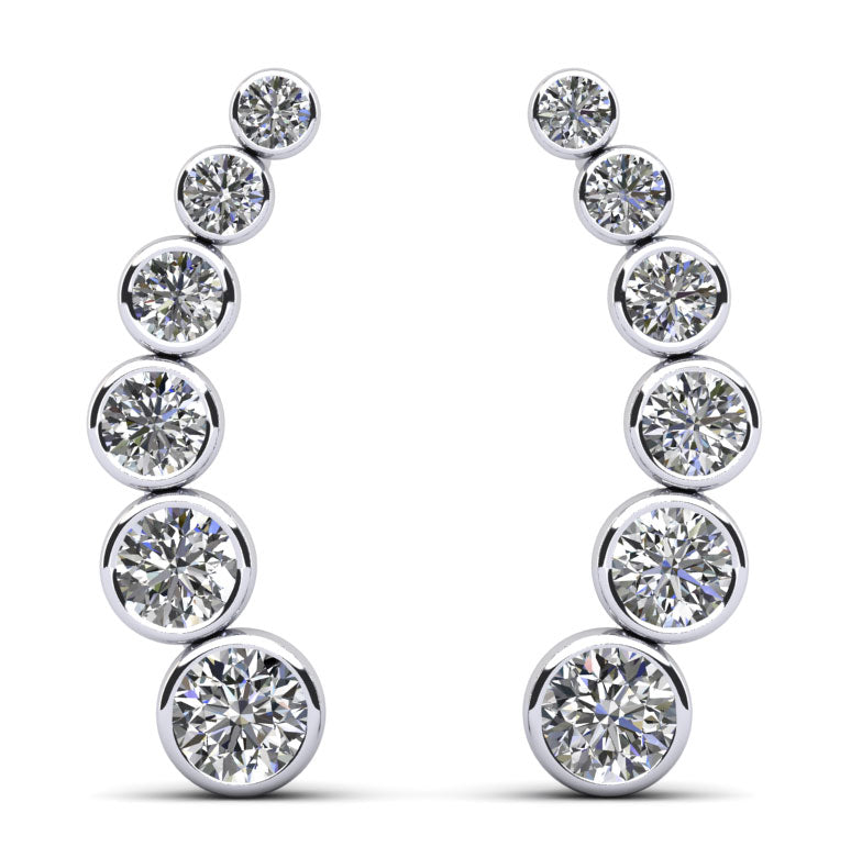 Bezel Set Diamond Journey Earrings Diamond with 2.01 ct.(finished)